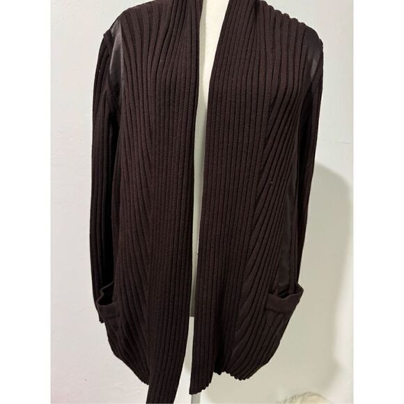 Escada vintage ribbed dark brown cardigan new wool & silk 36 - Picture 5 of 5